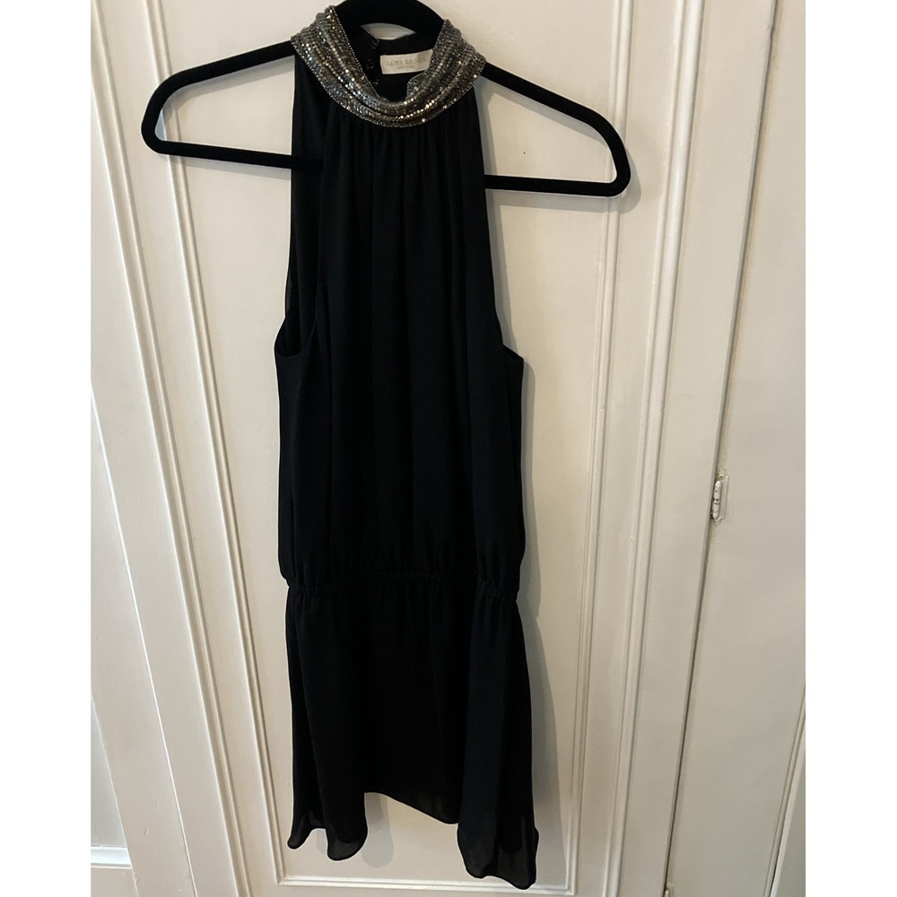 Remy Brook Silk Cocktail Dress With Rhinestone Collar Stunning Small